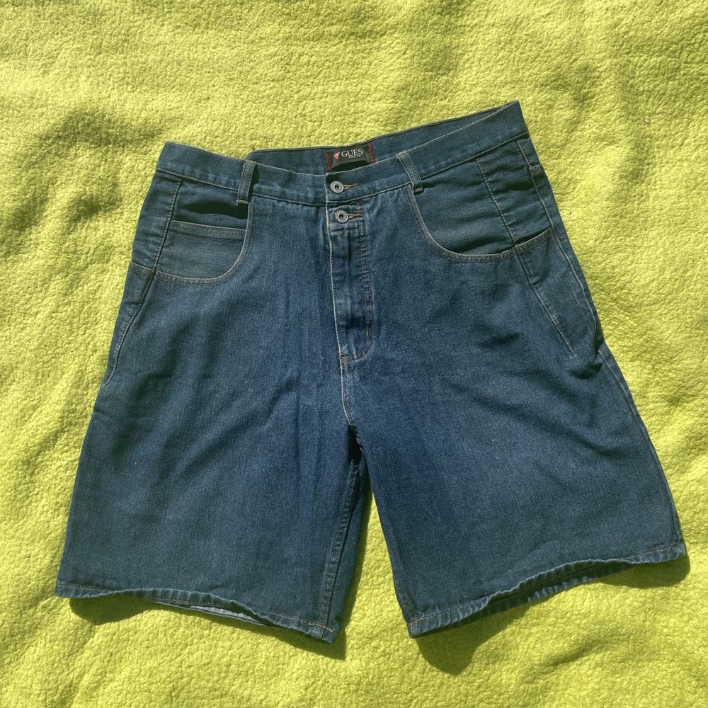 Guess Blue Flat Front Denim Shorts